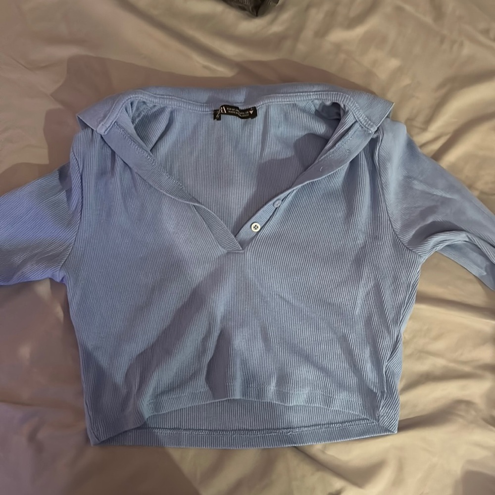 Zara cropped blue long sleeve
